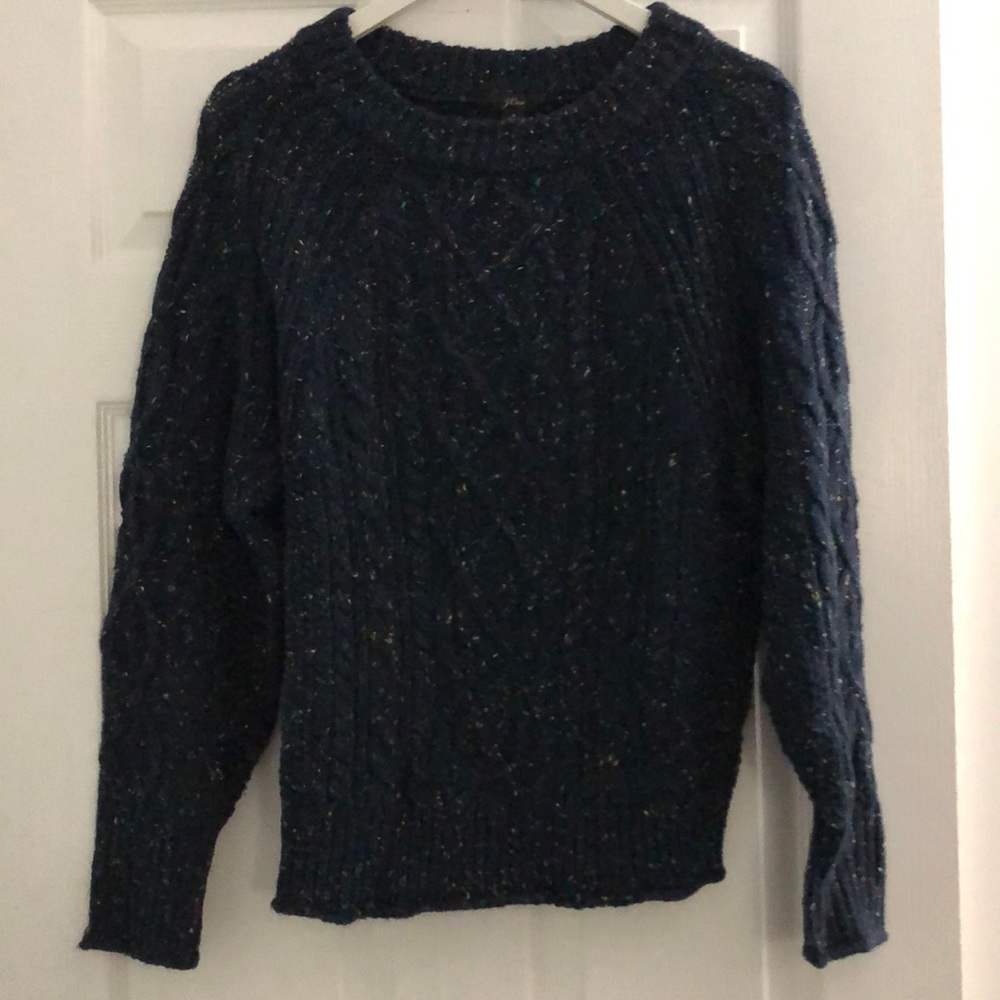 JCrew Donegal cable-knit crewneck sweater